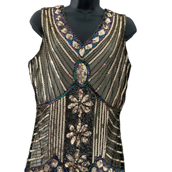 Rorox flapper dress NEW Med 38ch 32w 38/40 hip longest 46' long - Picture 2 of 16